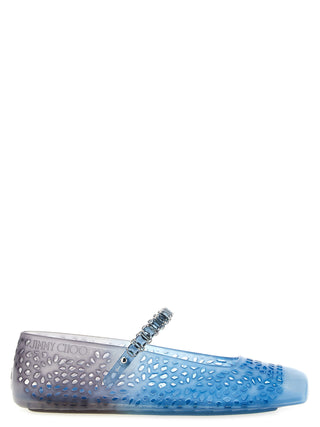 Blue Plastic Ballet Flats