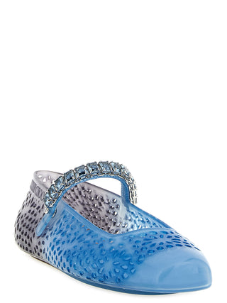 Blue Plastic Ballet Flats