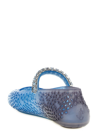 Blue Plastic Ballet Flats