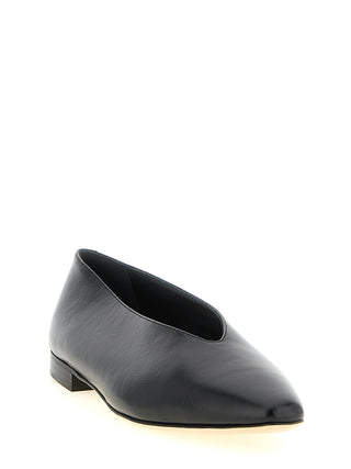 Black Leather Ballet Flats