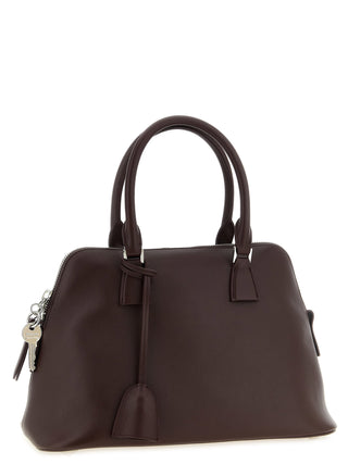 Bolso de hombro de piel de becerro burdeos
