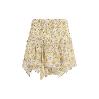 Beige Viscose Mini Skirt