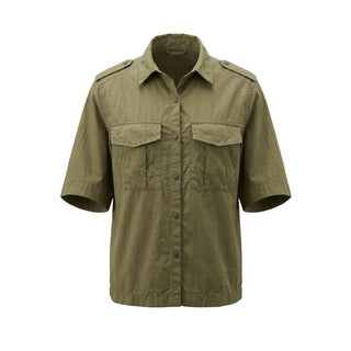 Green Cotton Women Shirt
