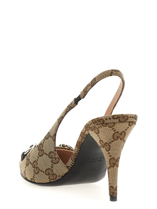 Beige Polyester High Heel Pumps