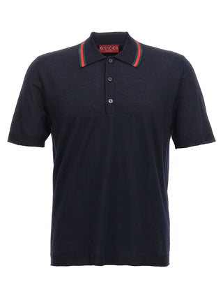 Blue Wool Polo Shirt