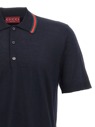 Blue Wool Polo Shirt