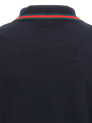 Blue Wool Polo Shirt