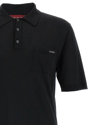 Black Wool Polo Shirt