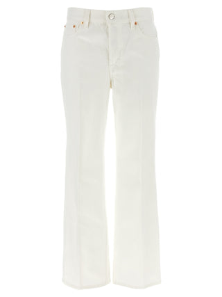 White Cotton Cropped Jeans