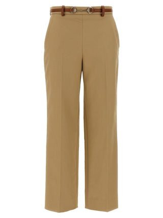 Beige Cotton Casual Pants