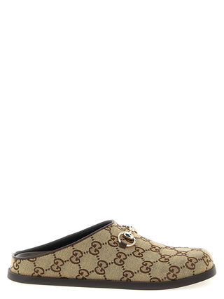 Beige Cotton Mules