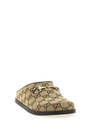 Beige Cotton Mules