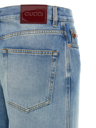 Blue Cotton Flared Jeans