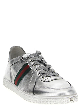 Silver Lamb Leather Athletic Sneakers
