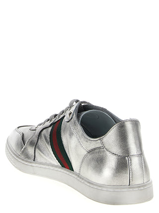 Silver Lamb Leather Athletic Sneakers