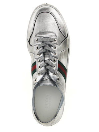 Silver Lamb Leather Athletic Sneakers