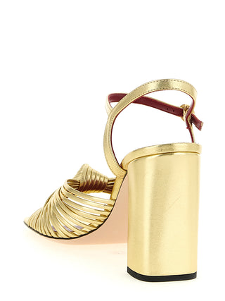 Gold Goatskin Stiletto Heel Sandals