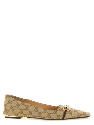 Beige Polyester Ballet Flats
