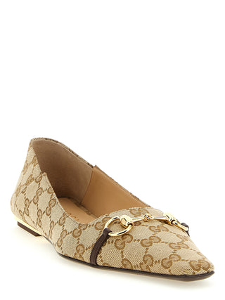 Beige Polyester Ballet Flats