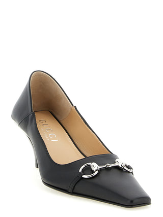 Black Lamb Leather Mid Heel Pumps