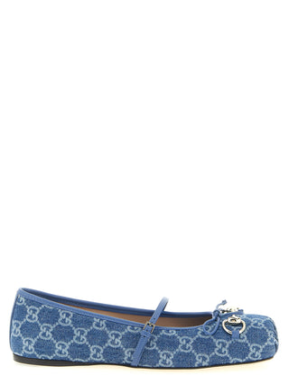 Blue Cotton Ballet Flats