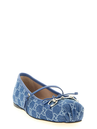 Blue Cotton Ballet Flats