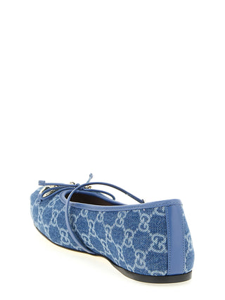 Blue Cotton Ballet Flats