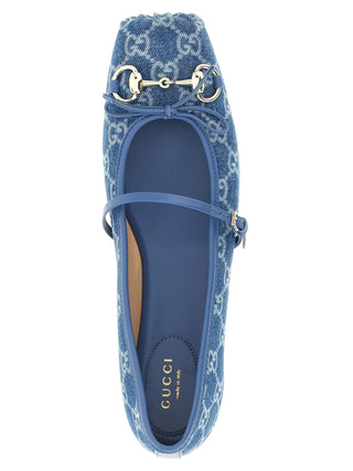 Blue Cotton Ballet Flats