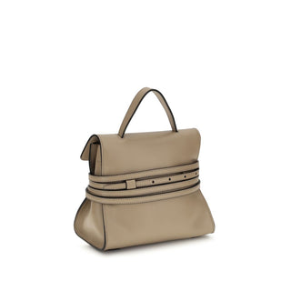 Bolso de mano de piel de cabra beige