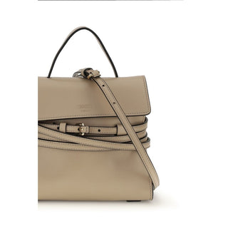 Bolso de mano de piel de cabra beige