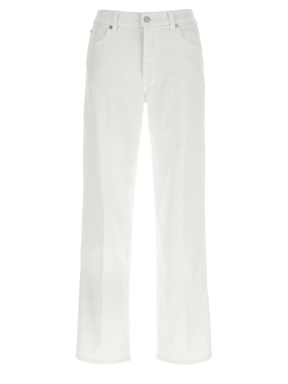 White Cotton Straight-Leg Jeans