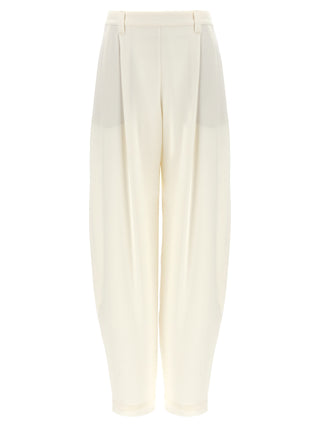 White Silk Casual Pants