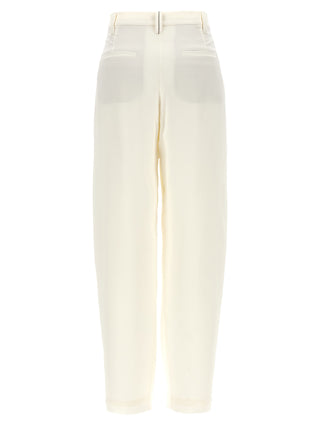 White Silk Casual Pants