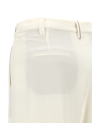 White Silk Casual Pants