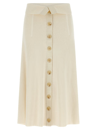 Beige Viscose Midi Skirt