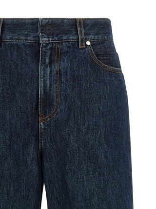 Blue Cotton Straight-Leg Jeans