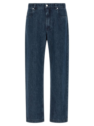 Blue Cotton Flared Jeans