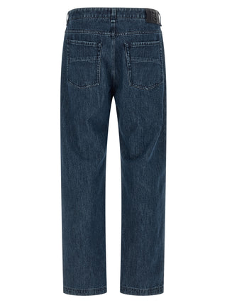 Blue Cotton Flared Jeans