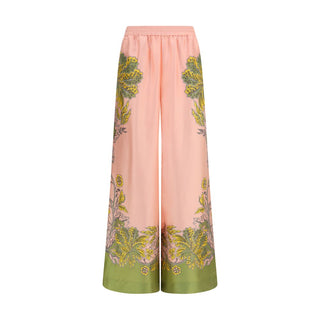 Multicolor Silk Casual Pants