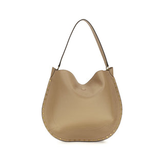Beige Calf Leather Bos Taurus Shoulder Bag