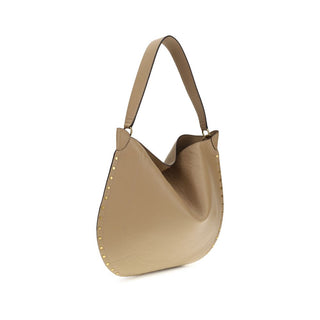 Bolso de hombro beige de cuero de becerro Bos Taurus  