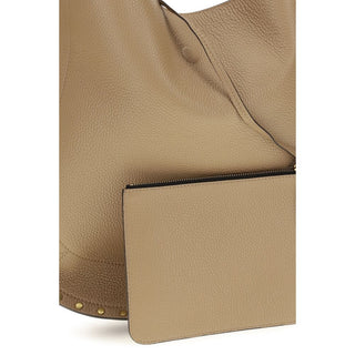 Bolso de hombro beige de cuero de becerro Bos Taurus  