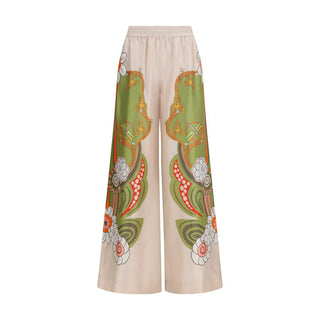 Multicolor Silk Casual Pants
