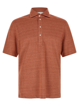 Orange Linen Polo Shirt