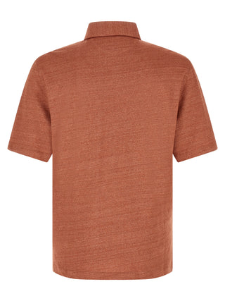 Orange Linen Polo Shirt