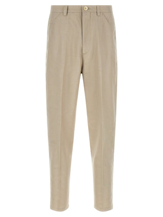 Brown Cotton Casual Pants
