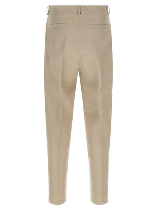 Brown Cotton Casual Pants