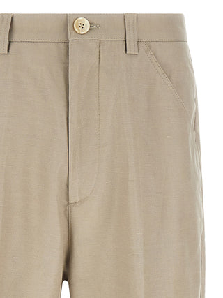Brown Cotton Casual Pants