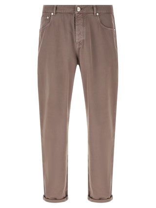 Brown Cotton Casual Pants