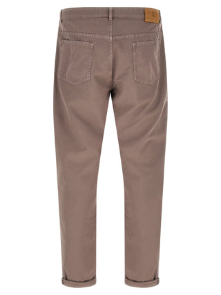 Brown Cotton Casual Pants